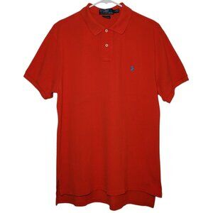 Polo Ralph Lauren Mens Red Short Sleeve Cotton Polo Shirt Blue Pony Logo